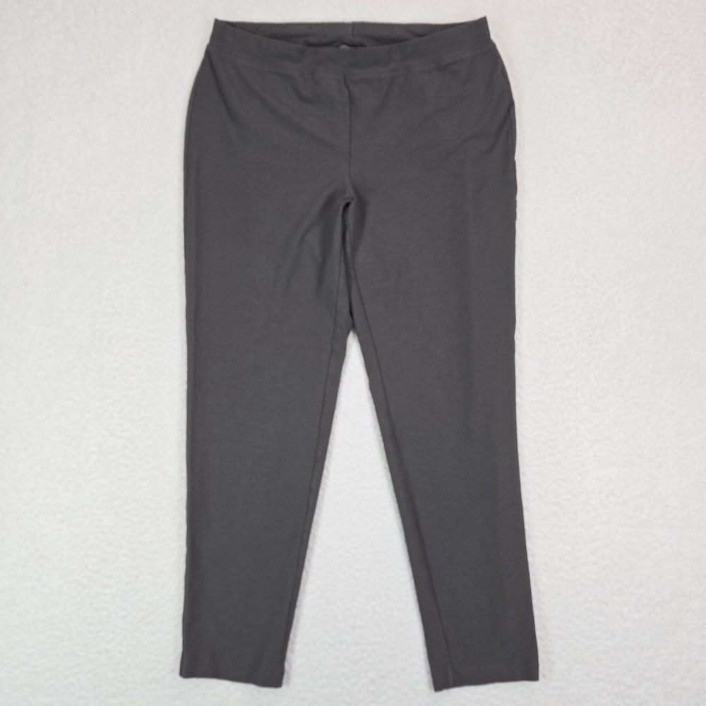 Eileen Fisher Womens Gray Slim Leg Ankle Pants Medium Stretch Knit Minimalist - Picture 3 of 13